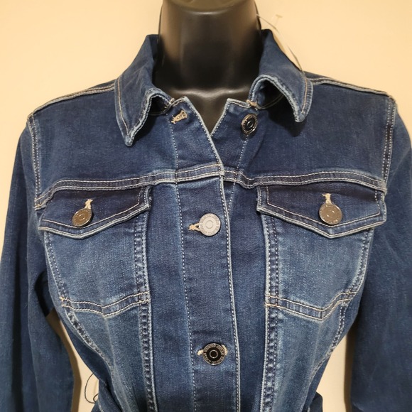 Susan Graver Jeans Denim Dress Button Down Long Sleeve Belted XS New Women - Picture 2 of 11